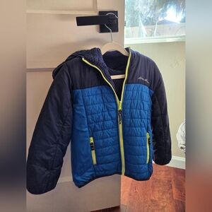 Eddie Bauer Reversible Puffer Jacket - Navy & Light Blue - Kids XS (5/6)